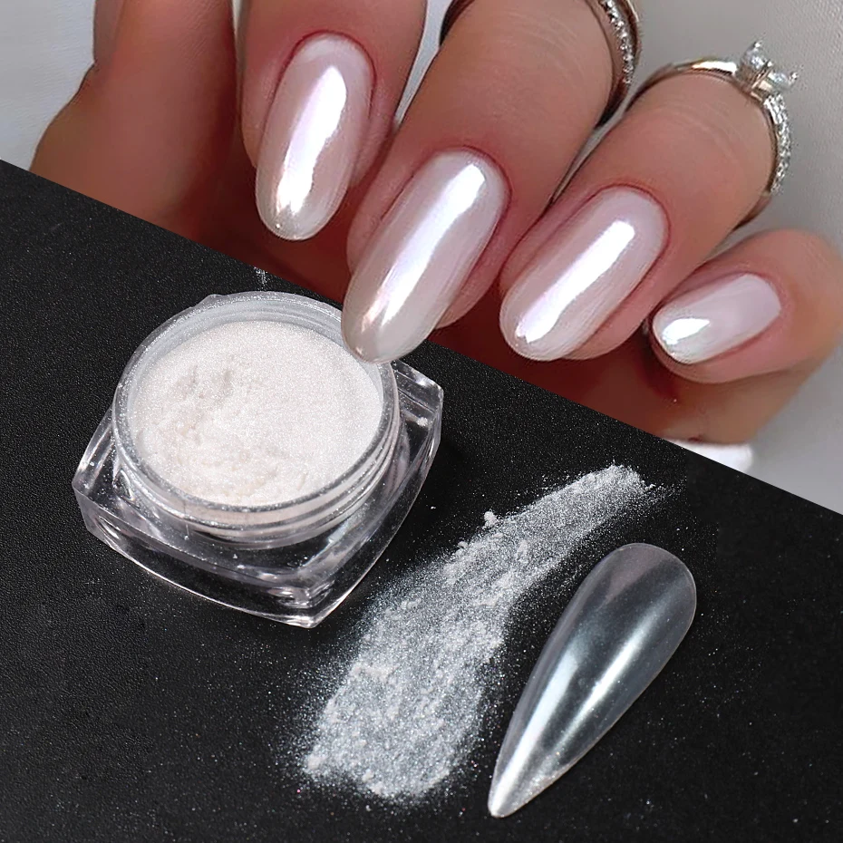 Nail Glitter Chrome - Beyaz Inci Ayna Ayışığı Tırnak Tozu