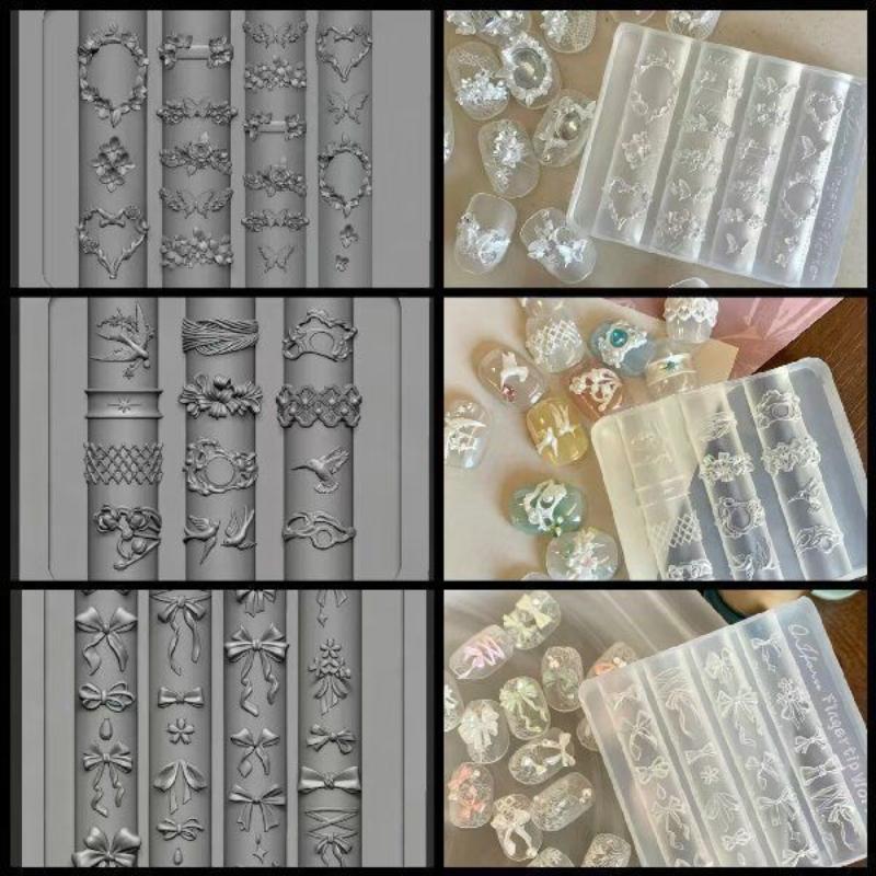 Nail Stamping Plate - 3D Fiyonk Çiçek Silikon Tırnak Kalıbı