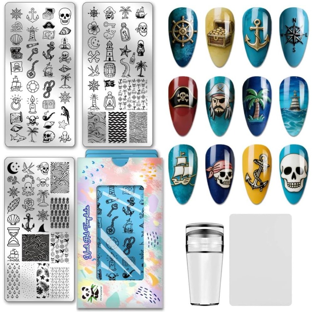 Nail Stamping Plate - 3 Parça Denizci Hazinesi Tırnak Baskı