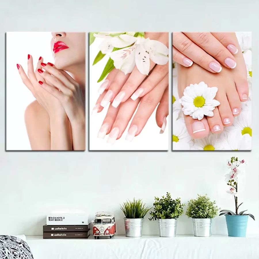 Nail Art Painting - 3 adet (Çerçevesiz Kanvas Poster) Yoga