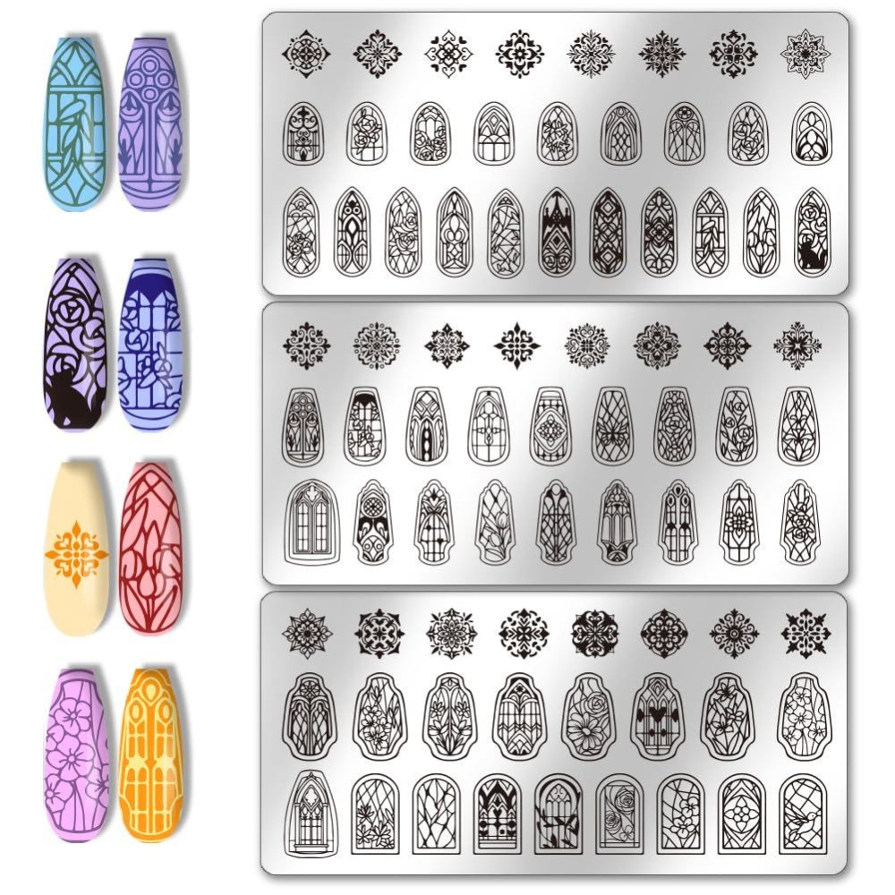 Nail Stamping Plate - 3 adet Cam Pencere Tırnak Sanatı