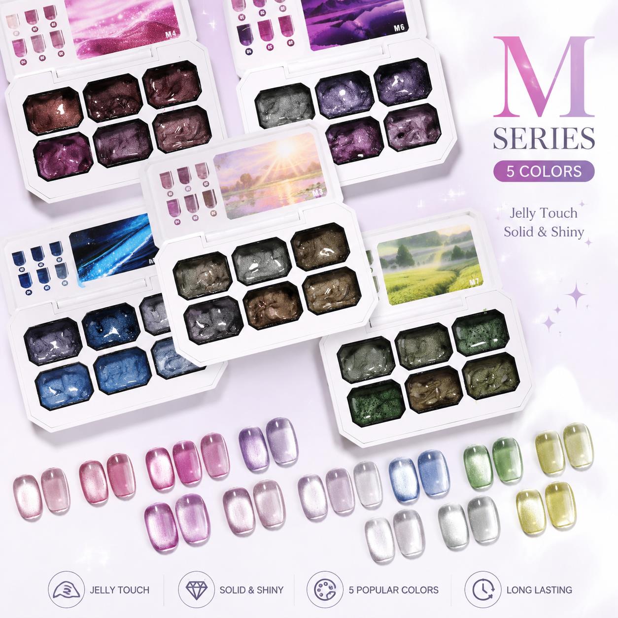 Nail Art Painting - 6 Renkli Katı Kedi Gözü Jel