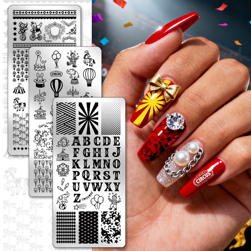 3 adet Sirk Temalı Tırnak Damg - Nail Stamping Plate incelemesi ve fiyatı