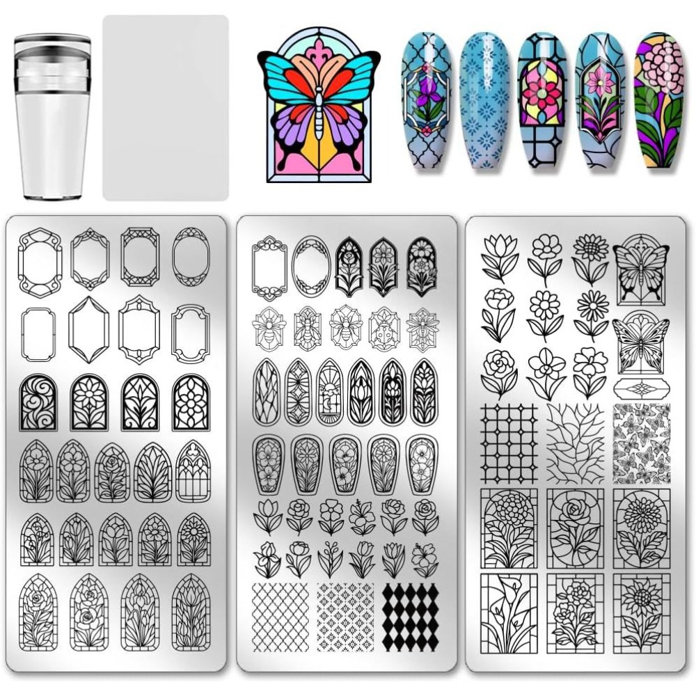 3 adet Çiçek Pencere Tırnak Ba - Nail Stamping Plate incelemesi ve fiyatı