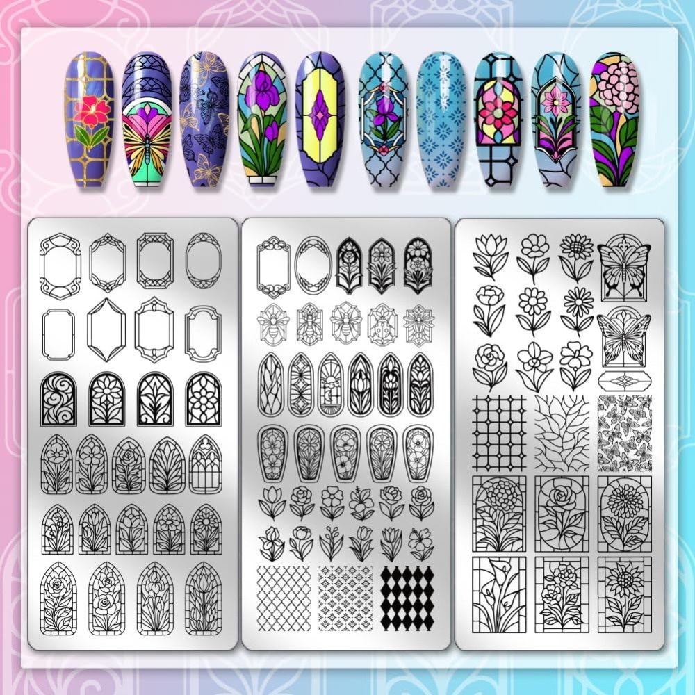 3 adet Çiçek Pencere Tırnak Ba - Nail Stamping Plate incelemesi ve fiyatı
