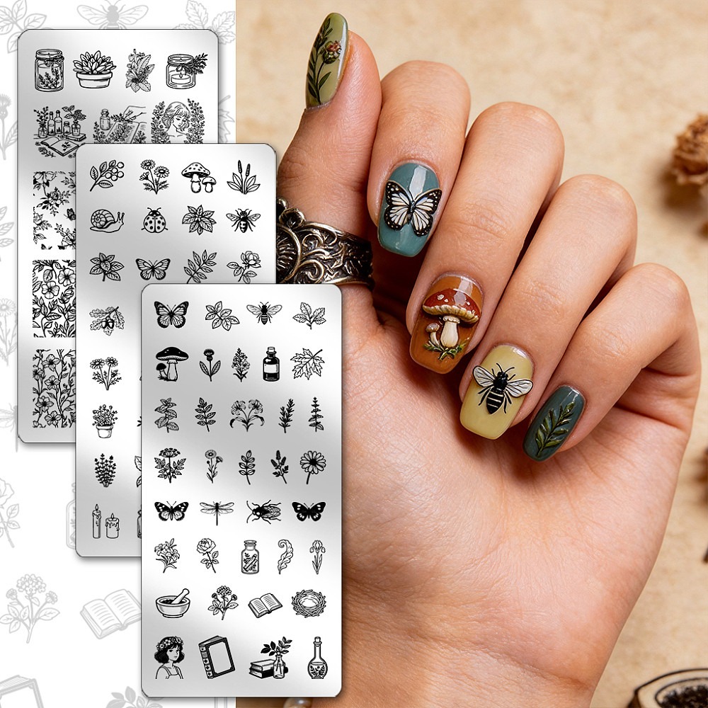 3 adet Böcekler, Bitkiler, Arı - Nail Stamping Plate incelemesi ve fiyatı