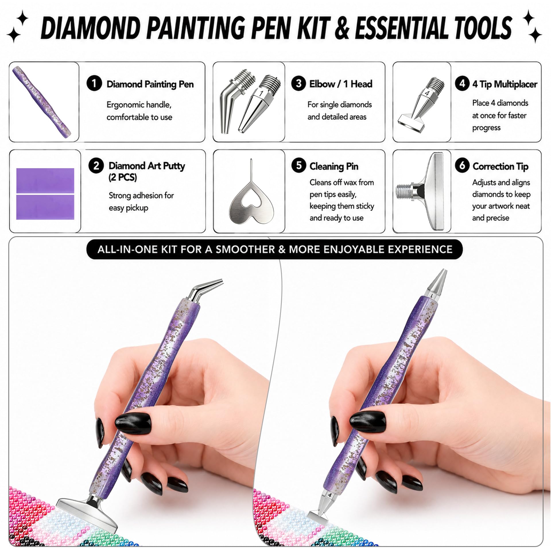 Eğimli uçlu elmas boyama kalem - Nail Art Painting incelemesi ve fiyatı