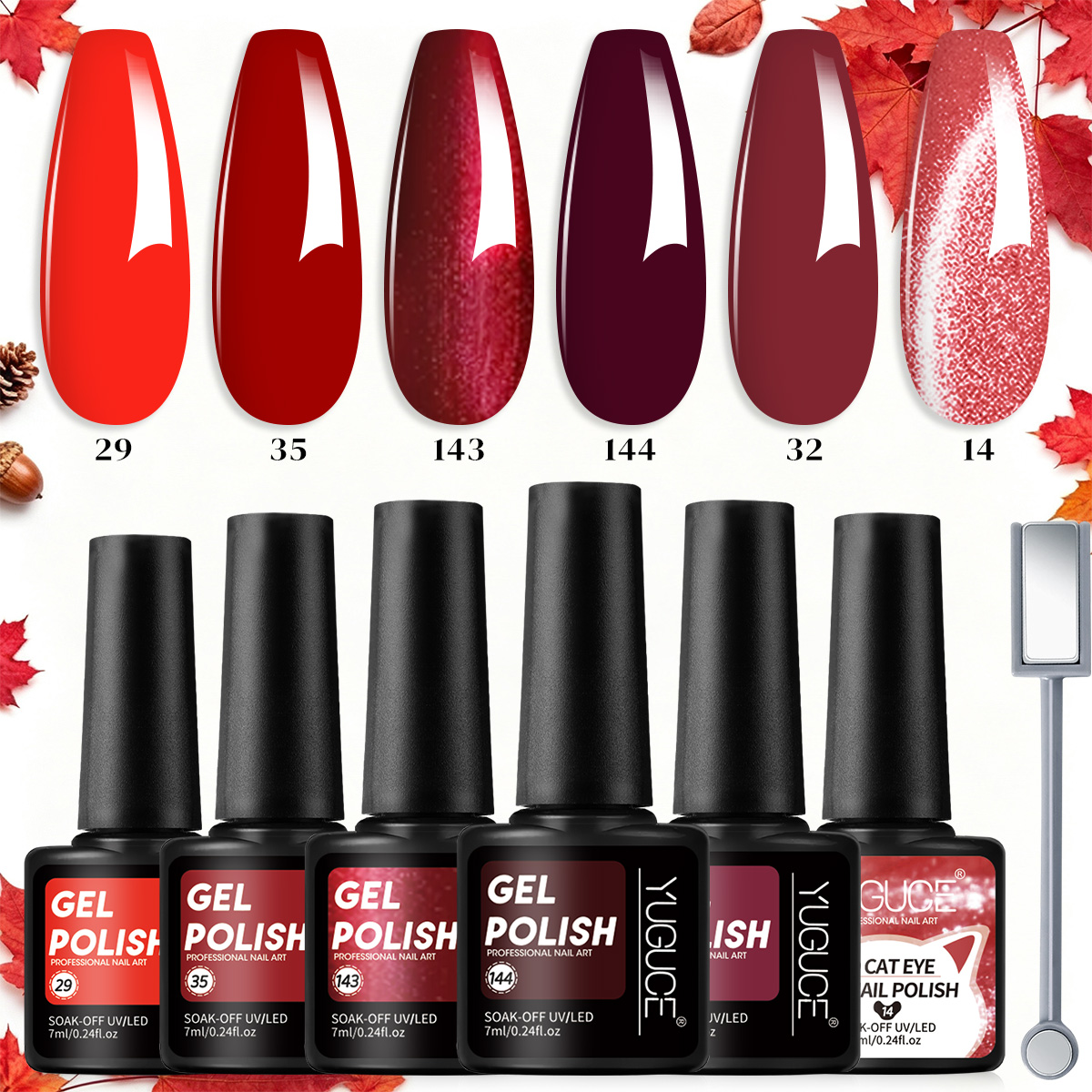 7 parçalı şarap kırmızısı ve b - Nail Art Red Wine Cat Eye incelemesi ve fiyatı