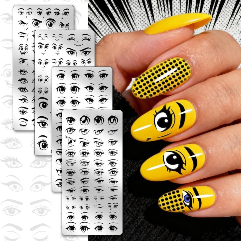 4 adet Çizgi Film Gözleri Tırn - Nail Stamping Plate incelemesi ve fiyatı