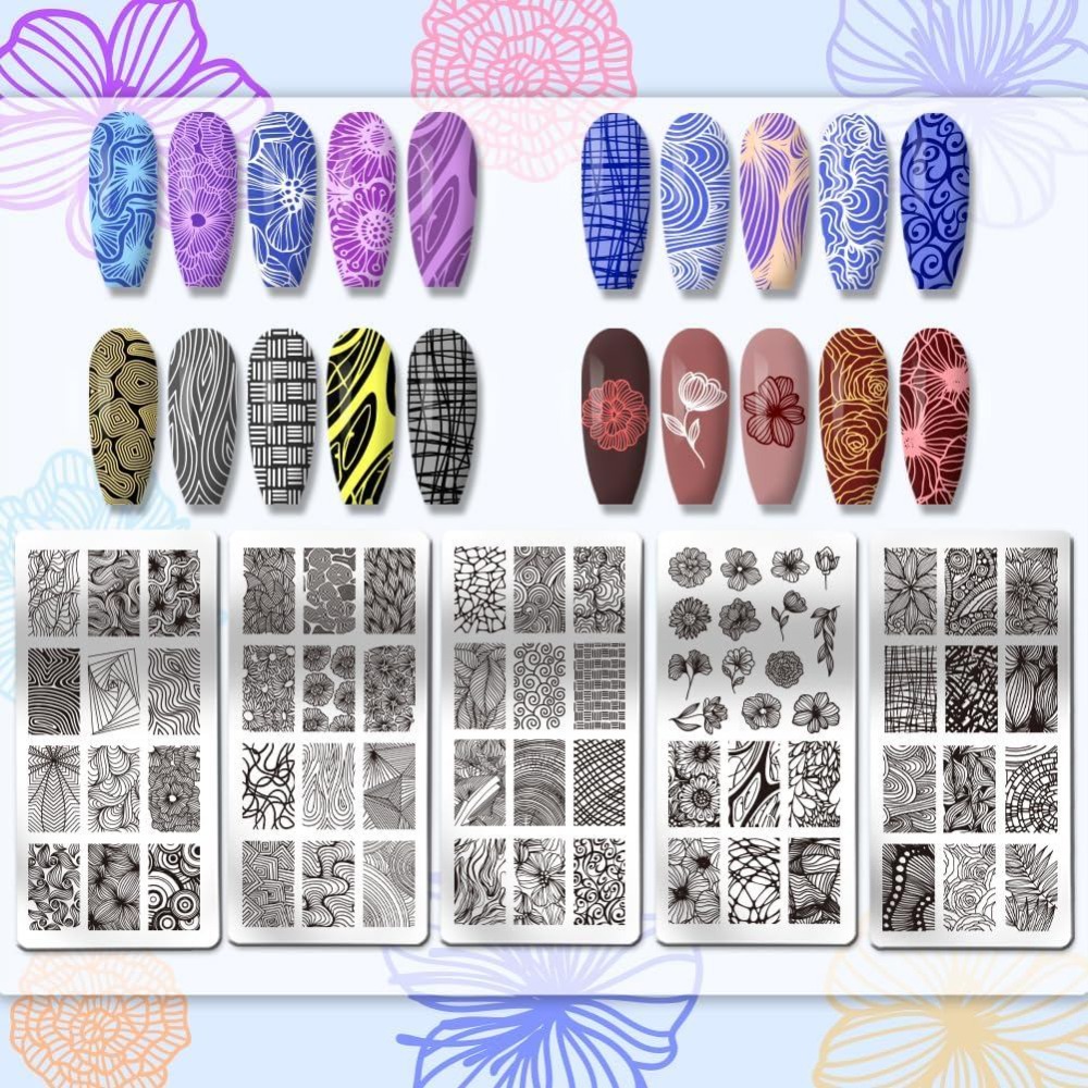 5 adet Çizgili Doku Tırnak San - Nail Stamping Plate incelemesi ve fiyatı