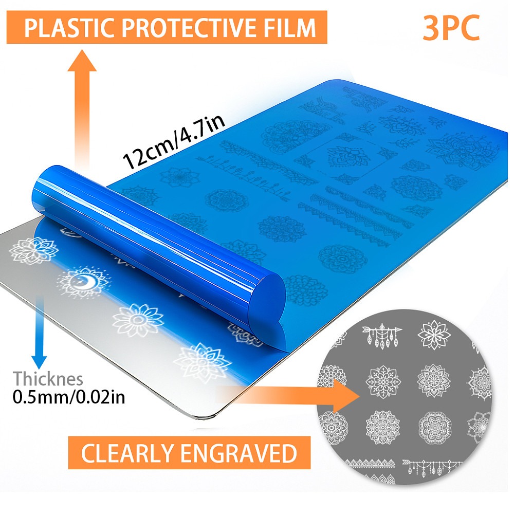 3 adet Bohem Çiçek Desenli Tır - Nail Stamping Plate incelemesi ve fiyatı