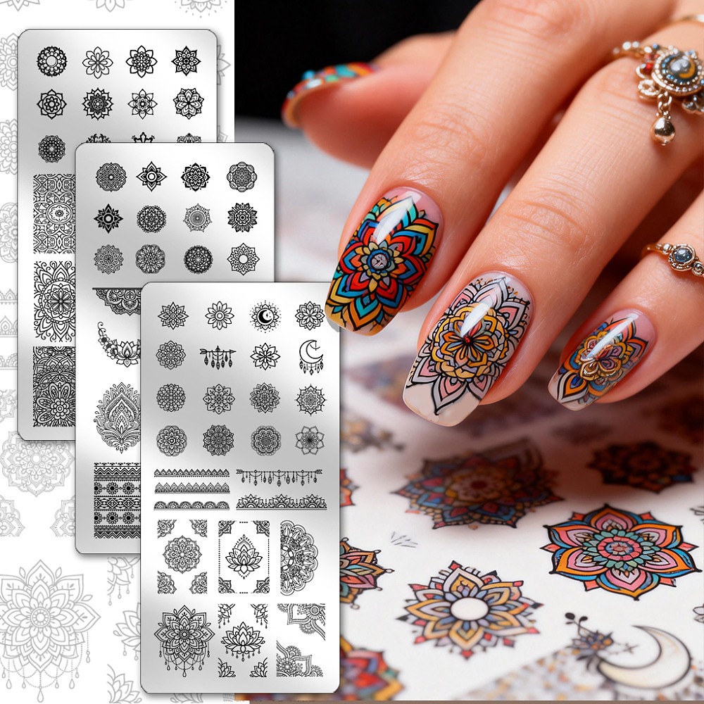3 adet Bohem Çiçek Desenli Tır - Nail Stamping Plate incelemesi ve fiyatı